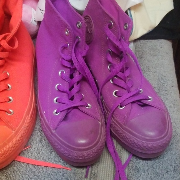 Converse Shoes - Purple platform chuck taylors